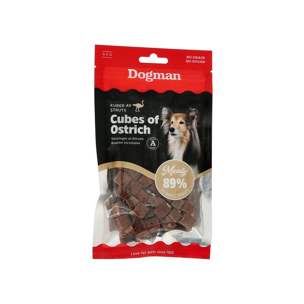 Hovedbilde Dogman Meaty Terninger av Struts Hundesnacks 80gram